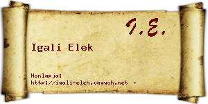 Igali Elek névjegykártya